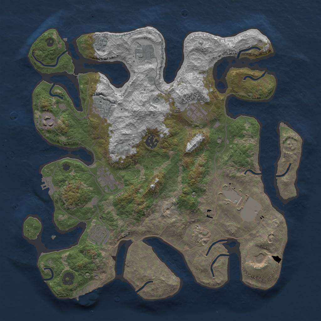 Rust Map: Procedural Map, Size: 3750, Seed: 851935349, 16 Monuments