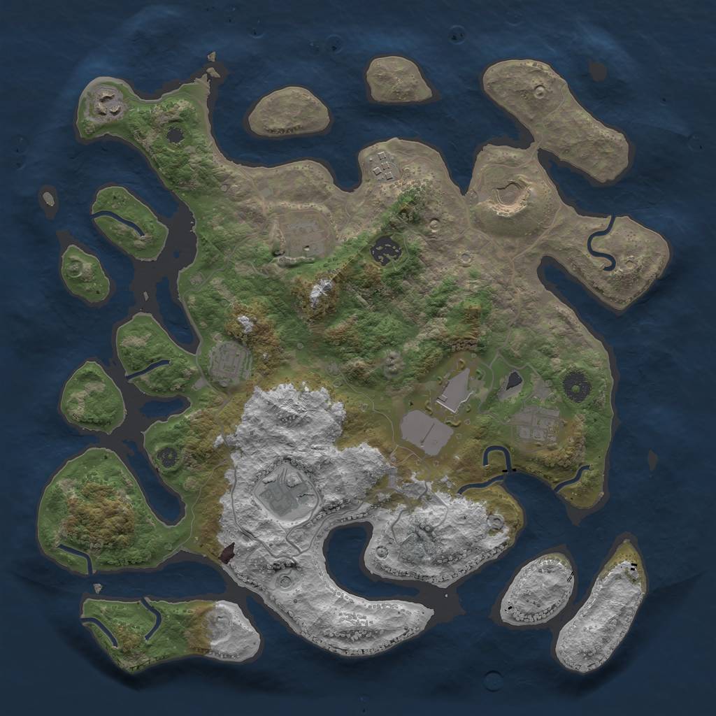 Rust Map: Procedural Map, Size: 3750, Seed: 95343, 12 Monuments
