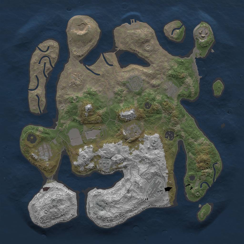 Rust Map: Procedural Map, Size: 3750, Seed: 662889806, 16 Monuments