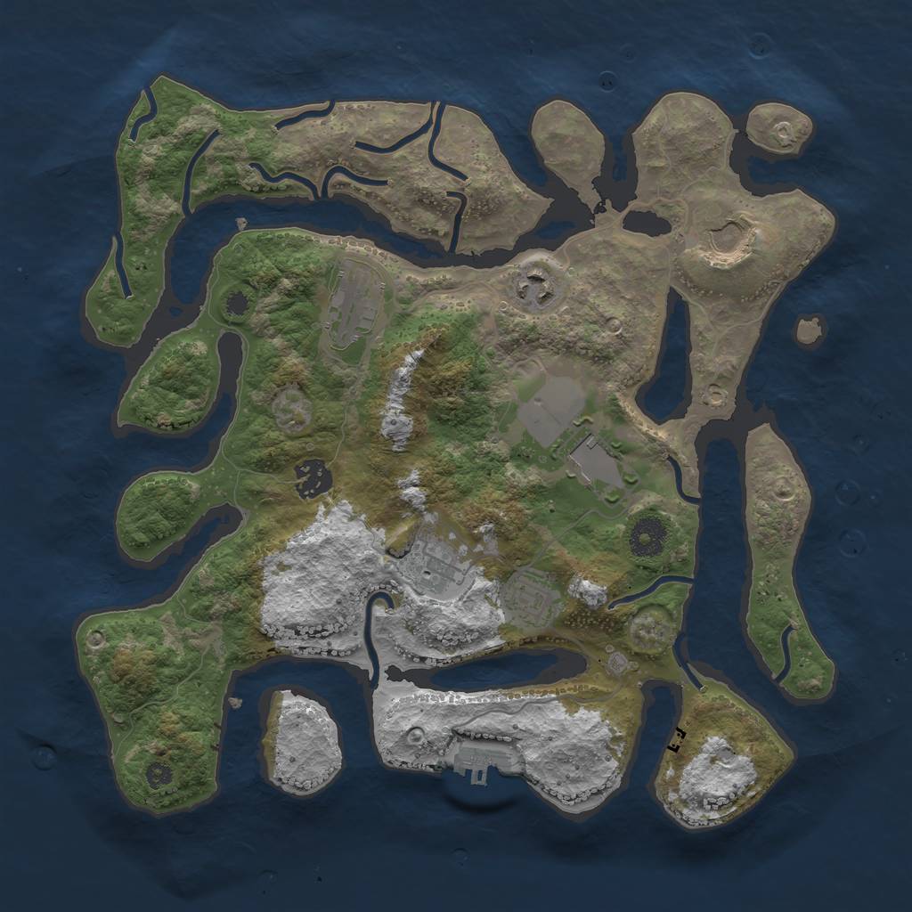 Rust Map: Procedural Map, Size: 3500, Seed: 1483015984, 10 Monuments