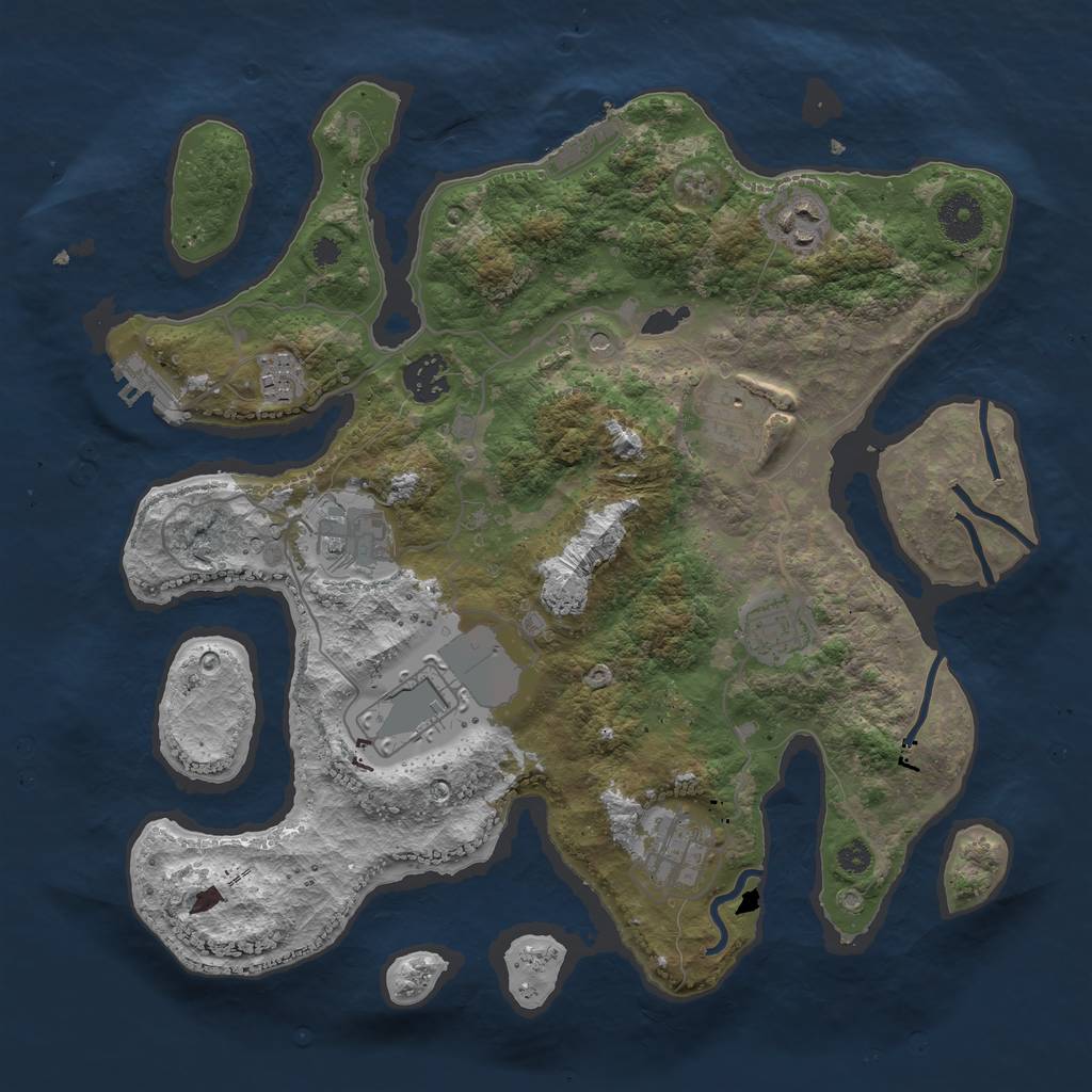 Rust Map: Procedural Map, Size: 3500, Seed: 544275, 13 Monuments