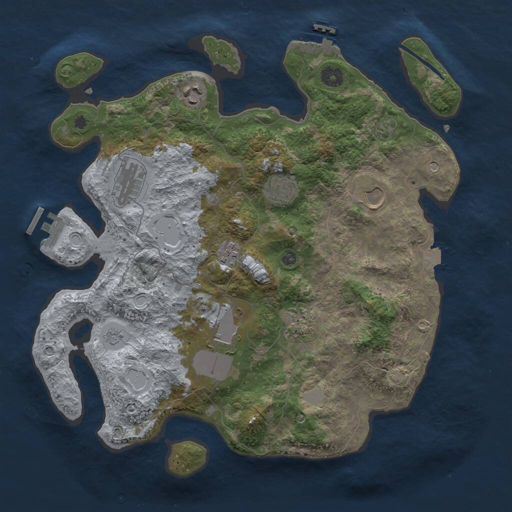 Rust Map: Procedural Map, Size: 3500, Seed: 143388438, 13 Monuments