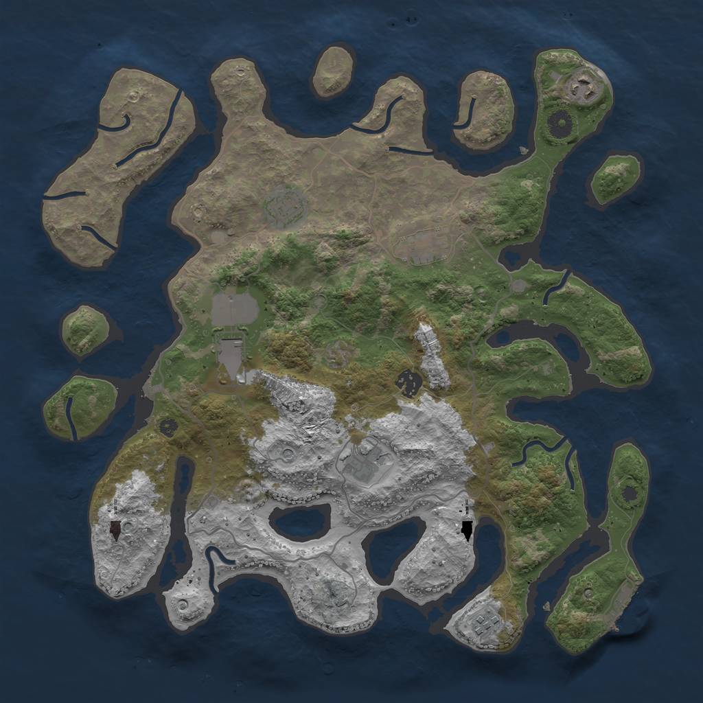 Rust Map: Procedural Map, Size: 4000, Seed: 42676, 11 Monuments