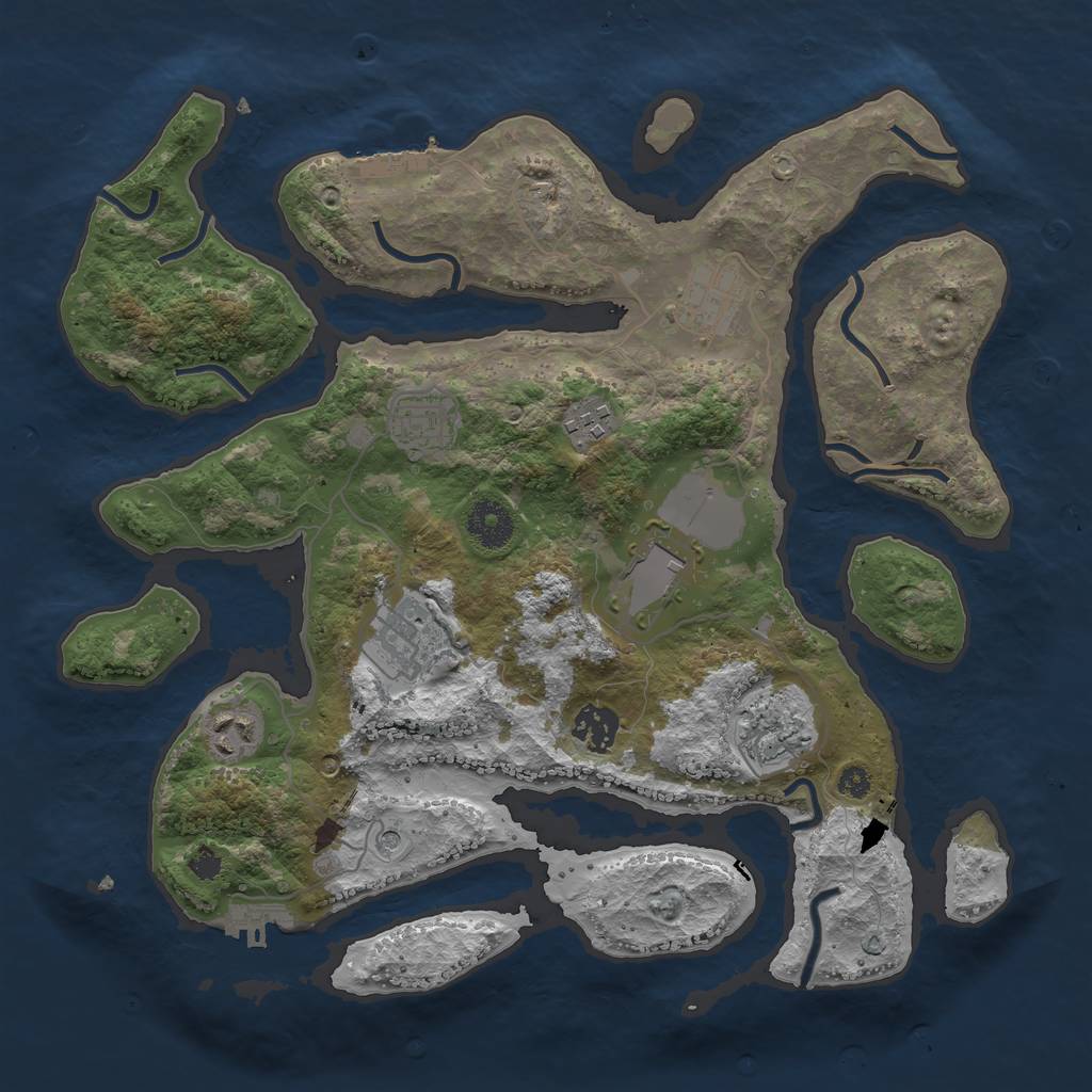 Rust Map: Procedural Map, Size: 3500, Seed: 1649800199, 13 Monuments