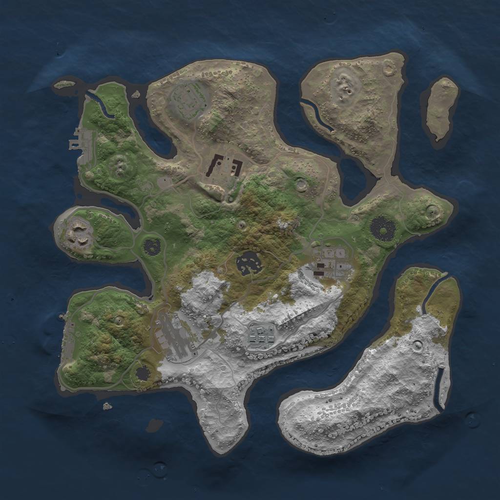 Rust Map: Procedural Map, Size: 3000, Seed: 43216, 11 Monuments