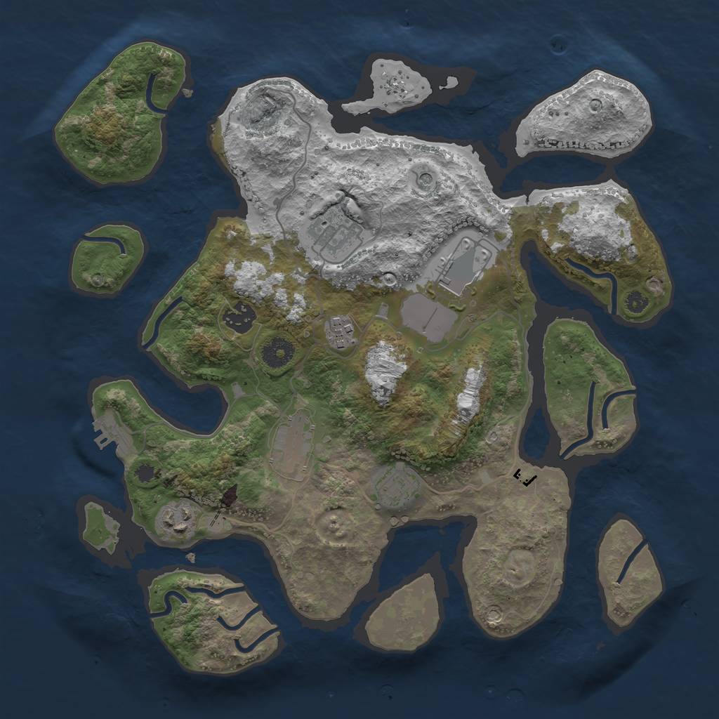 Rust Map: Procedural Map, Size: 3500, Seed: 1850571049, 11 Monuments