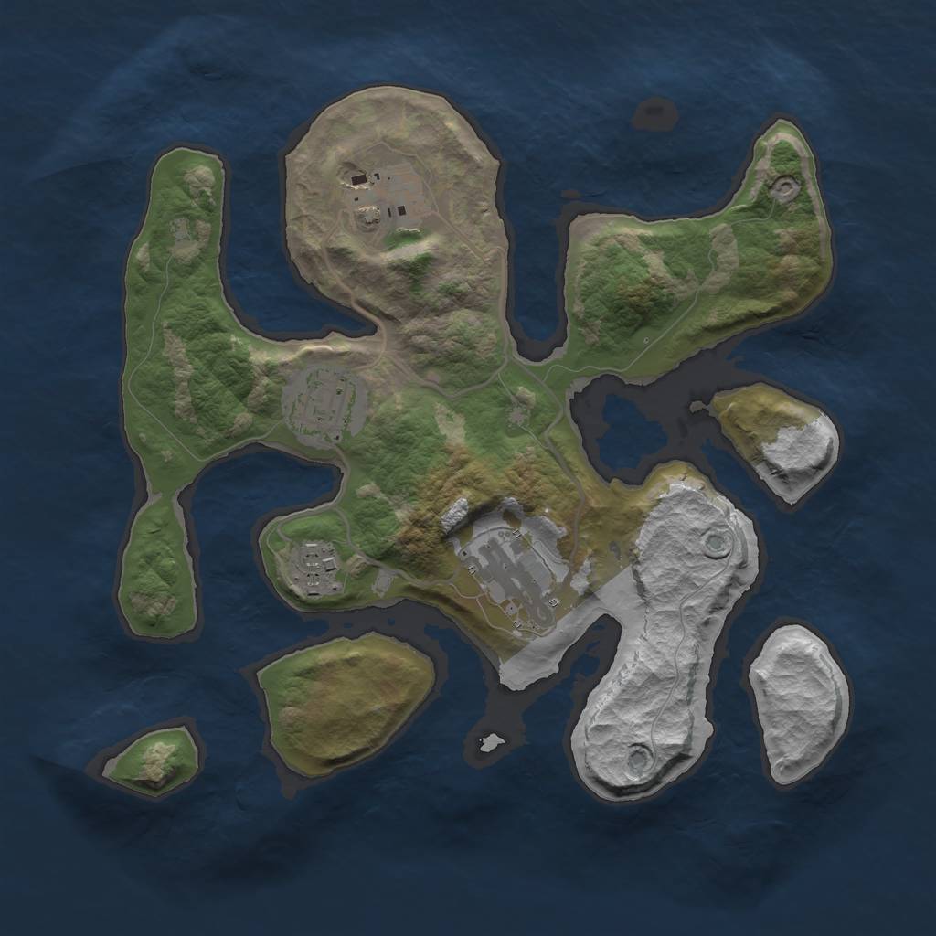 Rust Map: Barren, Size: 2700, Seed: 918470, 6 Monuments