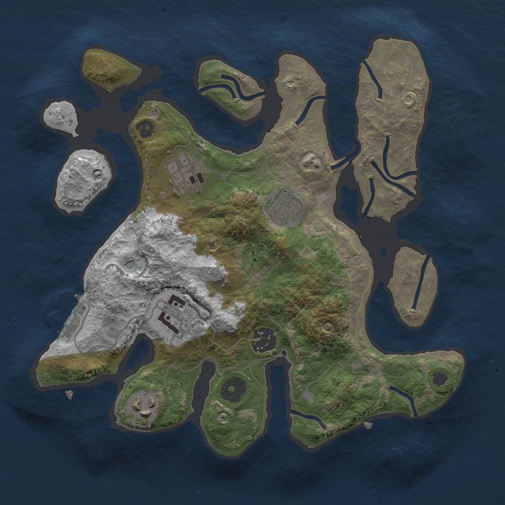 Rust Map: Procedural Map, Size: 3000, Seed: 85721, 9 Monuments