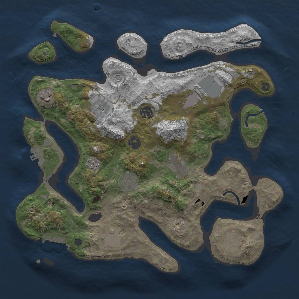 Rust Map: Procedural Map, Size: 3500, Seed: 4515271, 14 Monuments