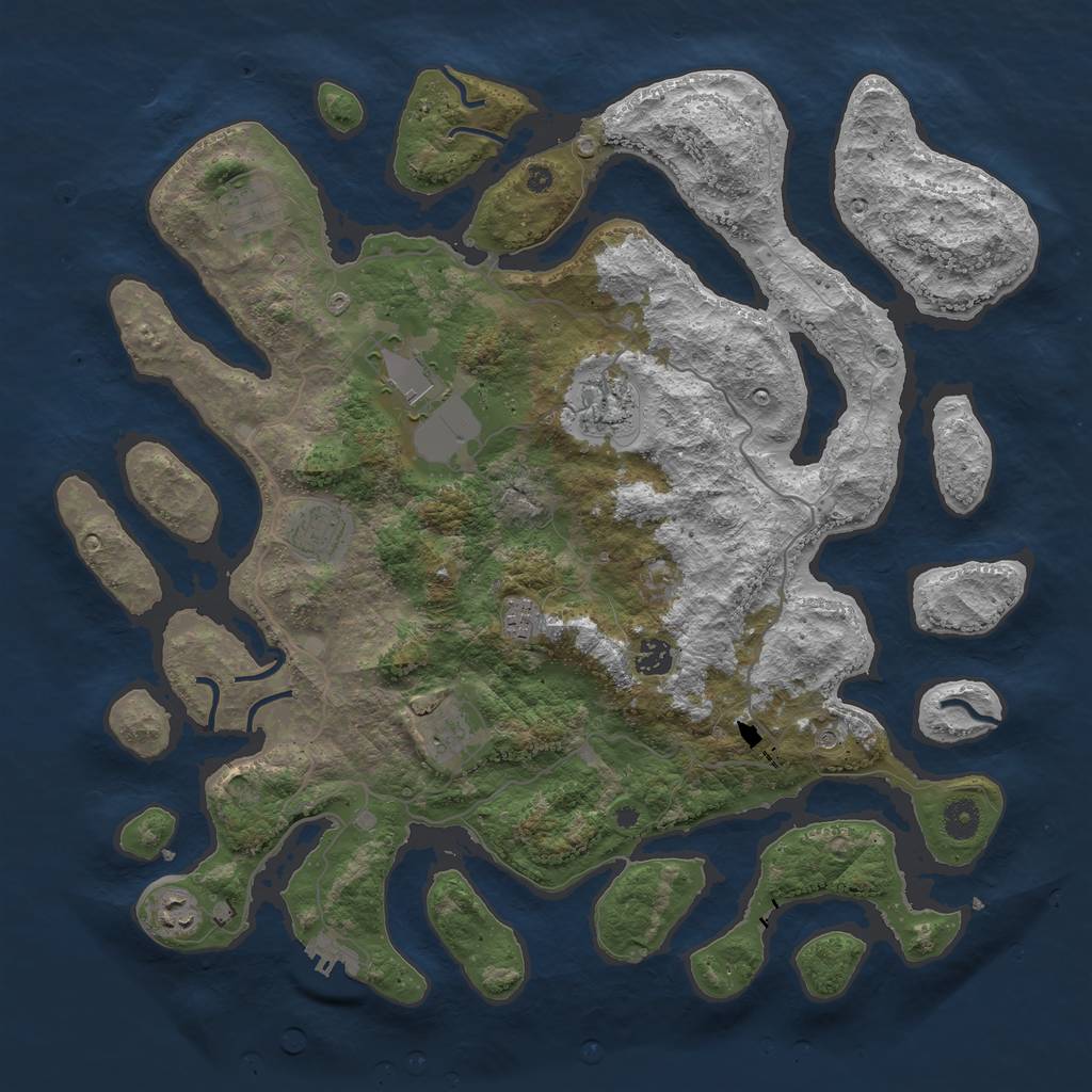 Rust Map: Procedural Map, Size: 4250, Seed: 612386427, 12 Monuments