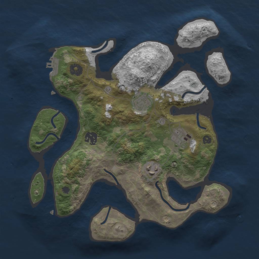 Rust Map: Procedural Map, Size: 3000, Seed: 885410493, 7 Monuments