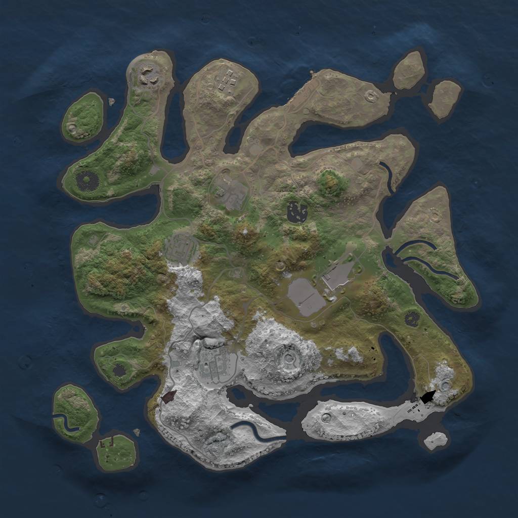 Rust Map: Procedural Map, Size: 3500, Seed: 570604526, 11 Monuments