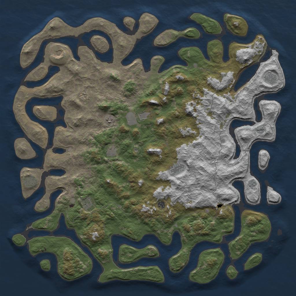 Rust Map: Barren, Size: 6000, Seed: 11121920, 14 Monuments