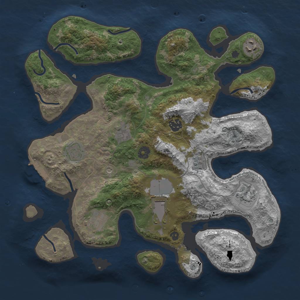 Rust Map: Procedural Map, Size: 3500, Seed: 785667, 12 Monuments