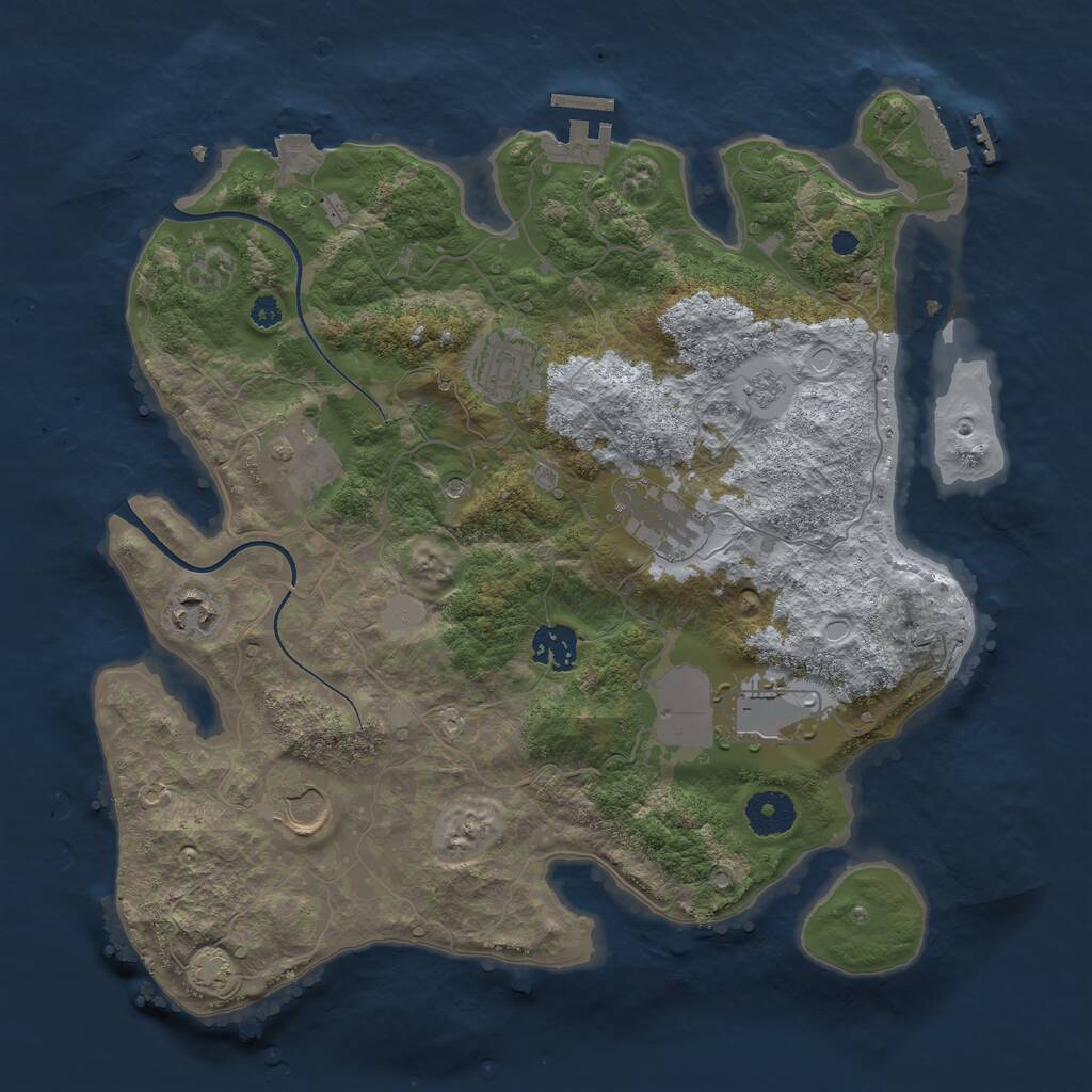 Rust Map: Procedural Map, Size: 3500, Seed: 79046831, 13 Monuments