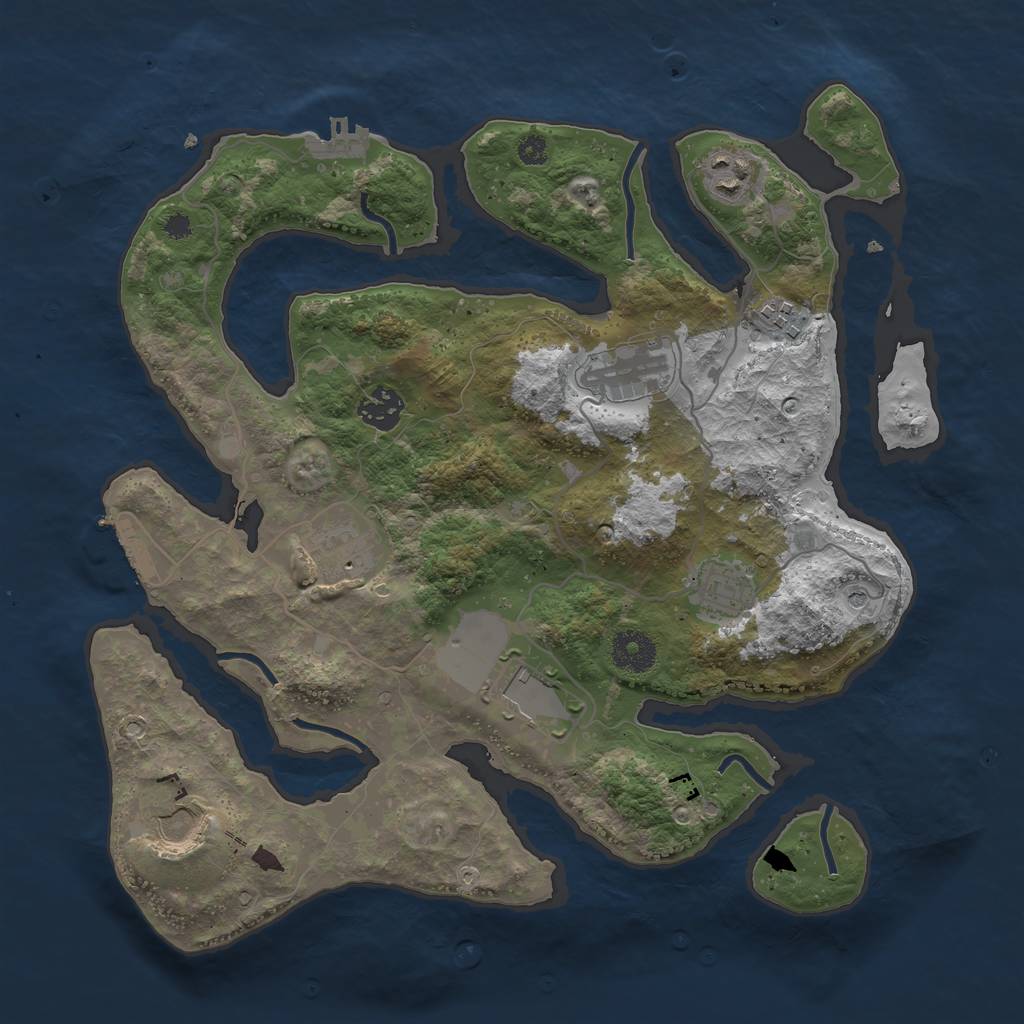 Rust Map: Procedural Map, Size: 3500, Seed: 79046831, 13 Monuments