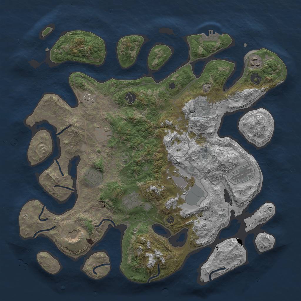 Rust Map: Procedural Map, Size: 4000, Seed: 191875, 14 Monuments