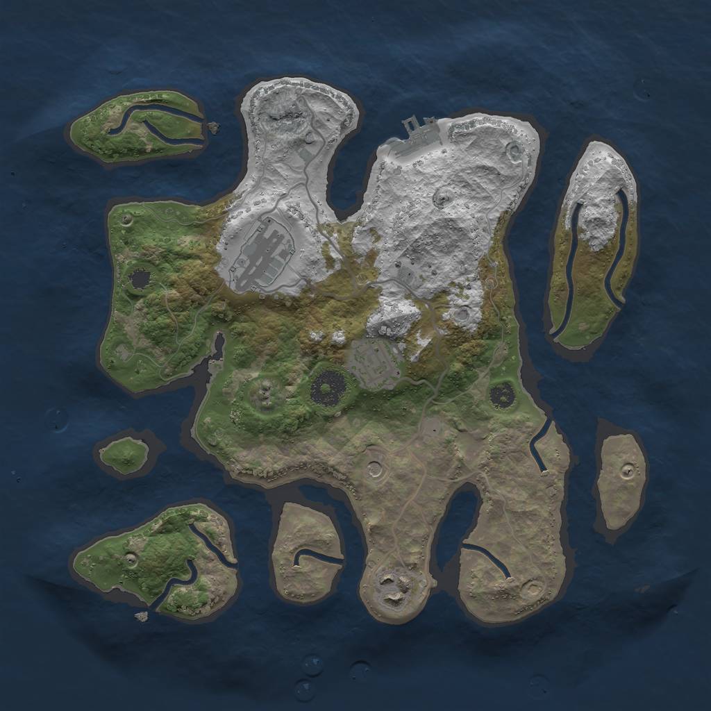 Rust Map: Procedural Map, Size: 3000, Seed: 2423051, 7 Monuments