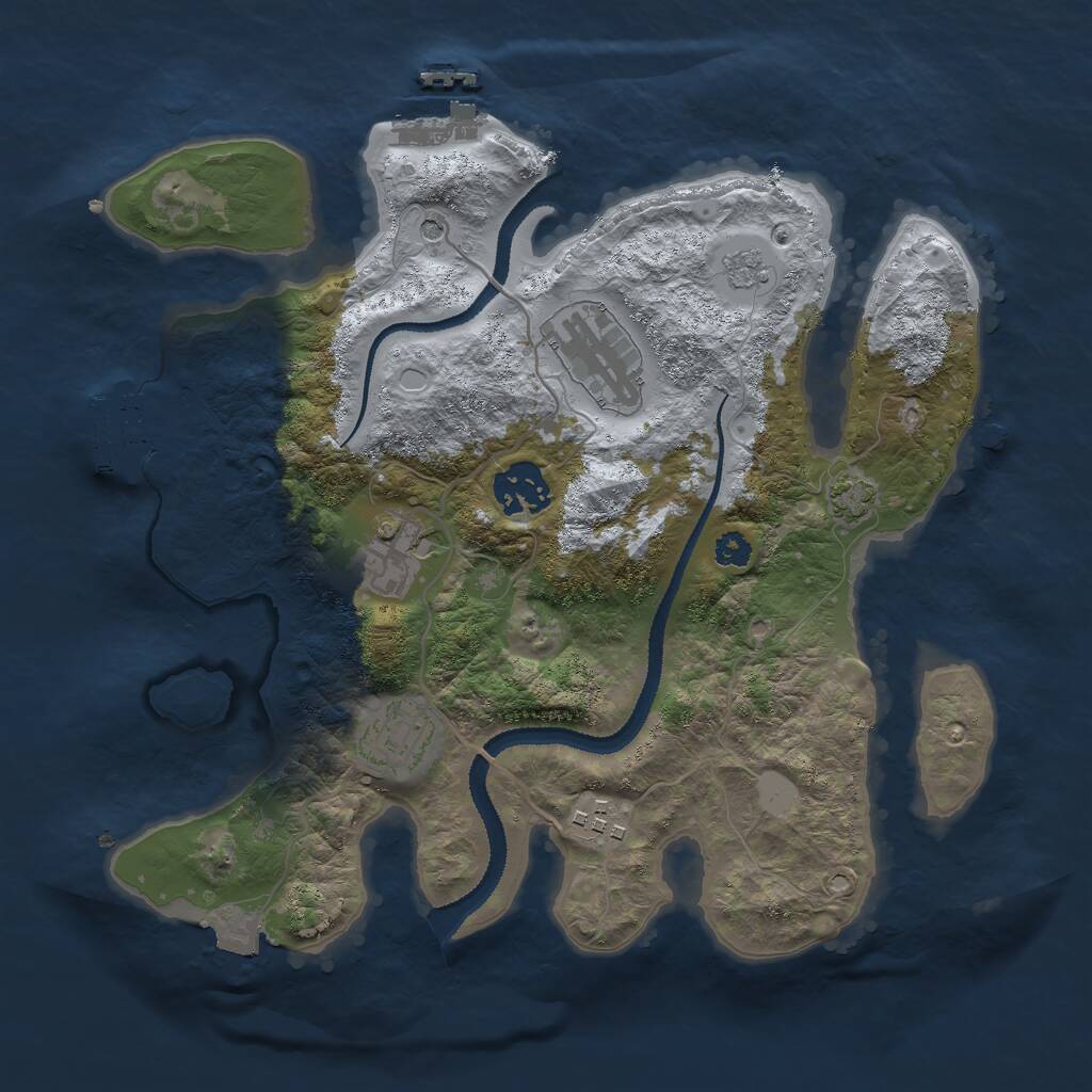 Rust Map: Procedural Map, Size: 3000, Seed: 2423051, 11 Monuments