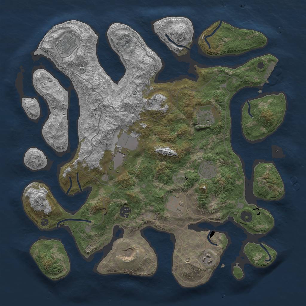 Rust Map: Procedural Map, Size: 4000, Seed: 6789064, 12 Monuments