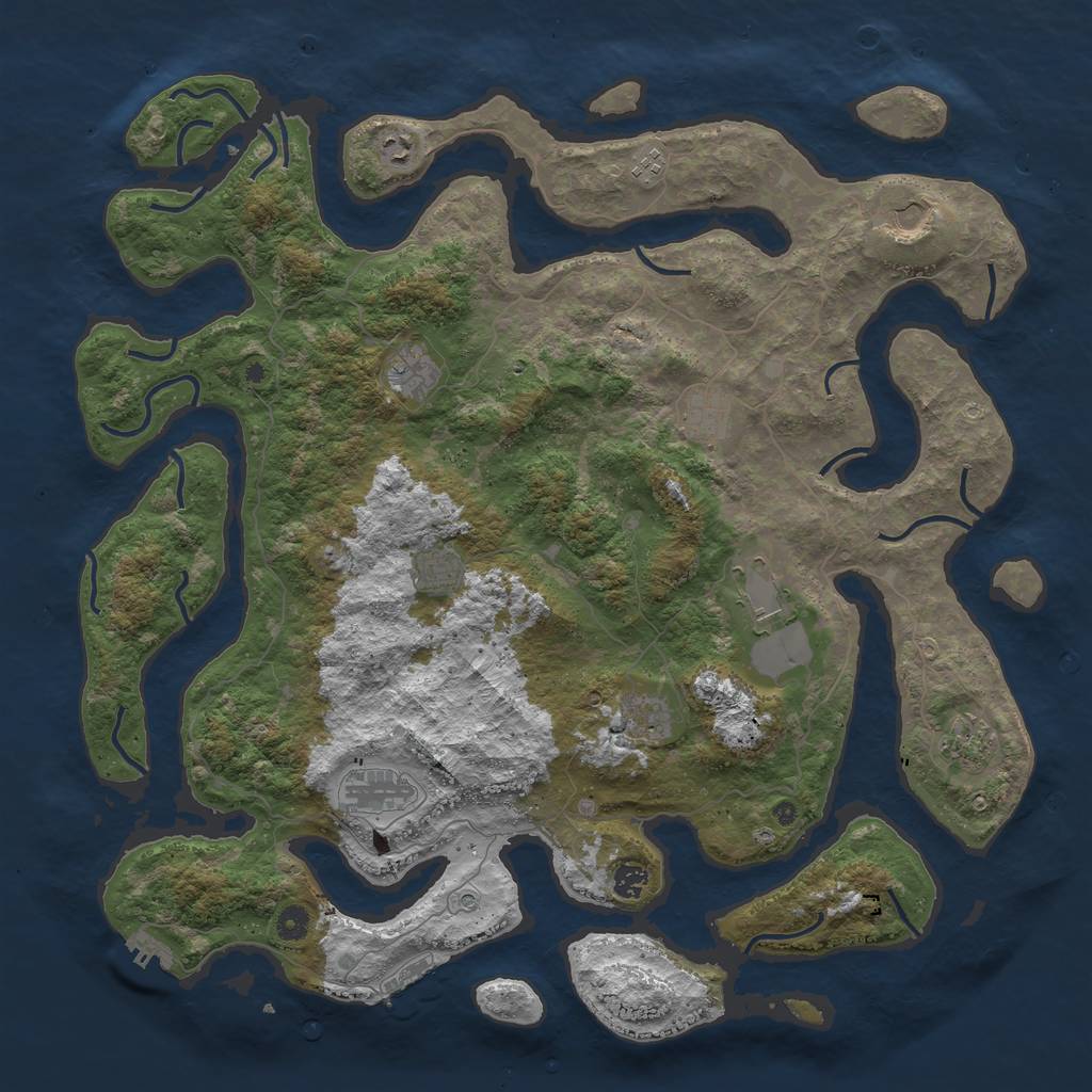 Rust Map: Procedural Map, Size: 4800, Seed: 1058435232, 16 Monuments