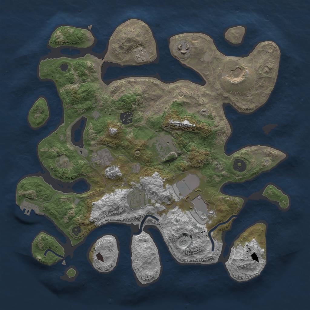 Rust Map: Procedural Map, Size: 3500, Seed: 50000000, 12 Monuments