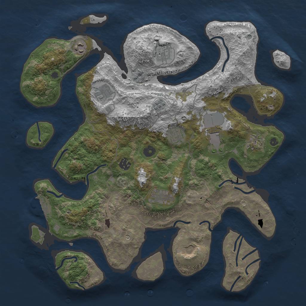 Rust Map: Procedural Map, Size: 4000, Seed: 1850571049, 14 Monuments