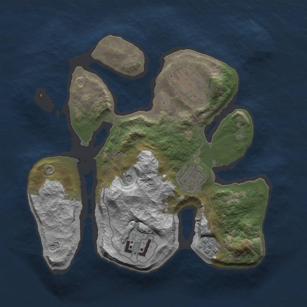 Rust Map: Barren, Size: 2500, Seed: 37, 7 Monuments