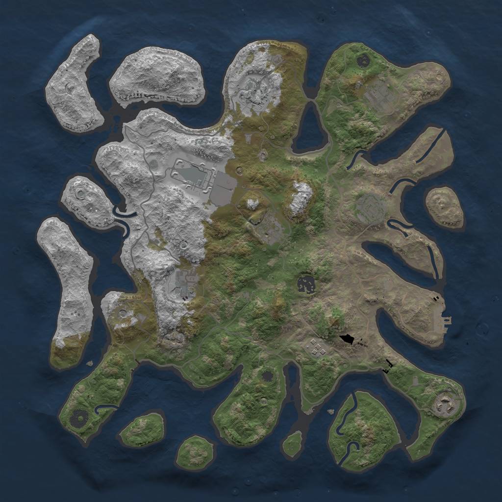 Rust Map: Procedural Map, Size: 4000, Seed: 184751, 13 Monuments