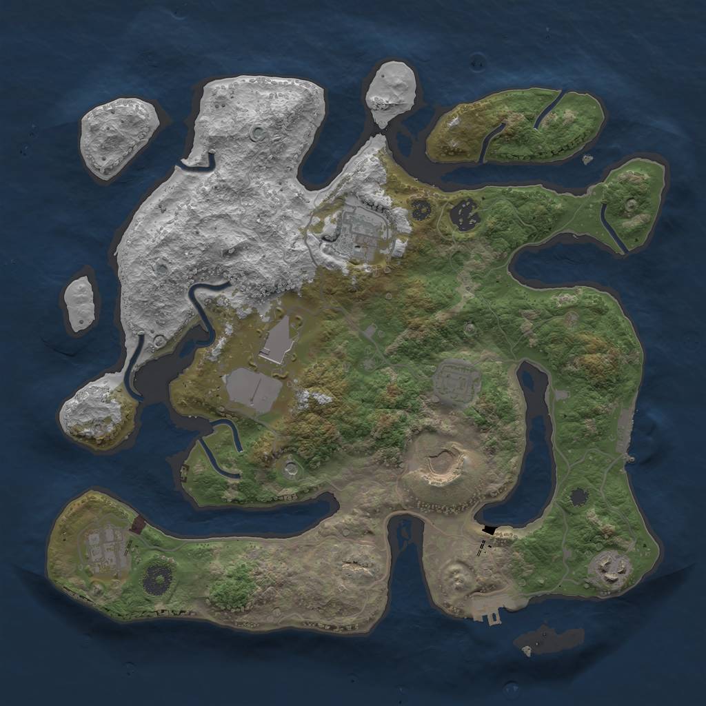 Rust Map: Procedural Map, Size: 3500, Seed: 921280, 12 Monuments