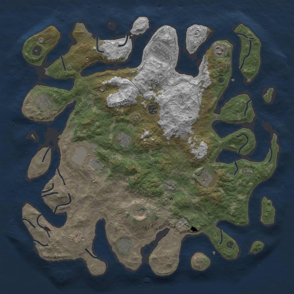 Rust Map: Procedural Map, Size: 4500, Seed: 4196487, 14 Monuments