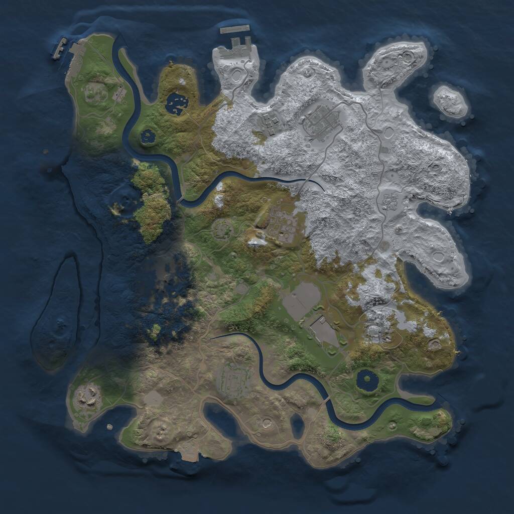 Rust Map: Procedural Map, Size: 3500, Seed: 193648456, 15 Monuments