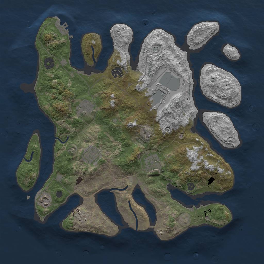 Rust Map: Procedural Map, Size: 3500, Seed: 193648456, 11 Monuments