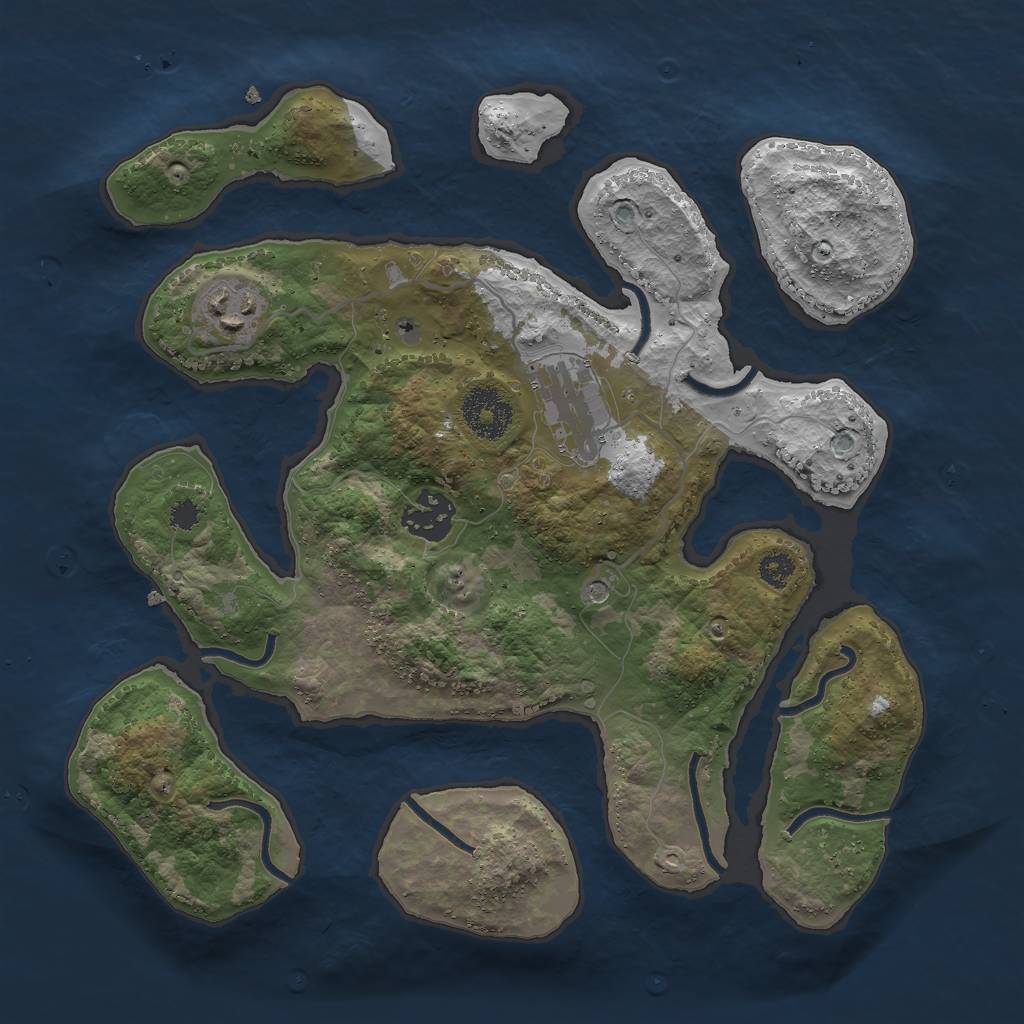 Rust Map: Procedural Map, Size: 3000, Seed: 156377, 6 Monuments