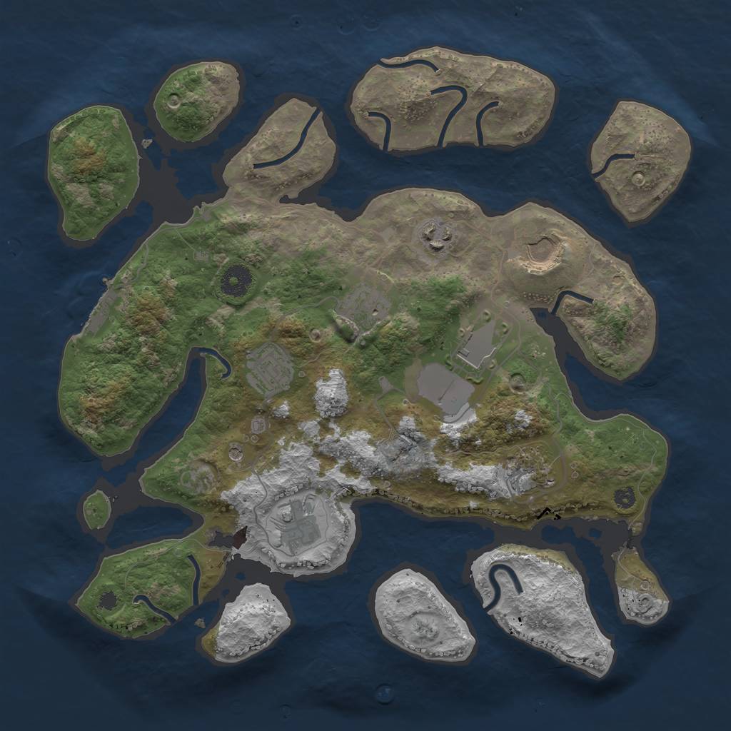 Rust Map: Procedural Map, Size: 3500, Seed: 19147960, 11 Monuments