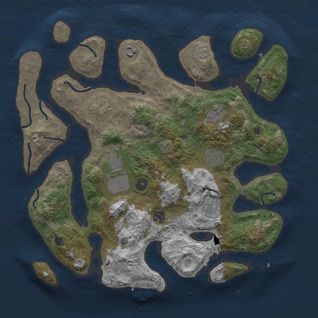 Rust Map: Procedural Map, Size: 3800, Seed: 56, 12 Monuments