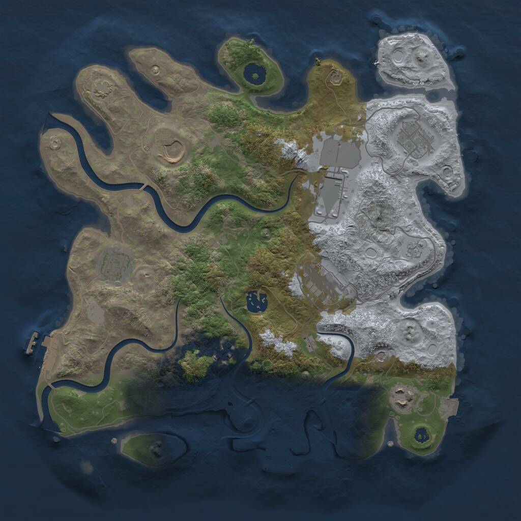 Rust Map: Procedural Map, Size: 3500, Seed: 2118959093, 14 Monuments