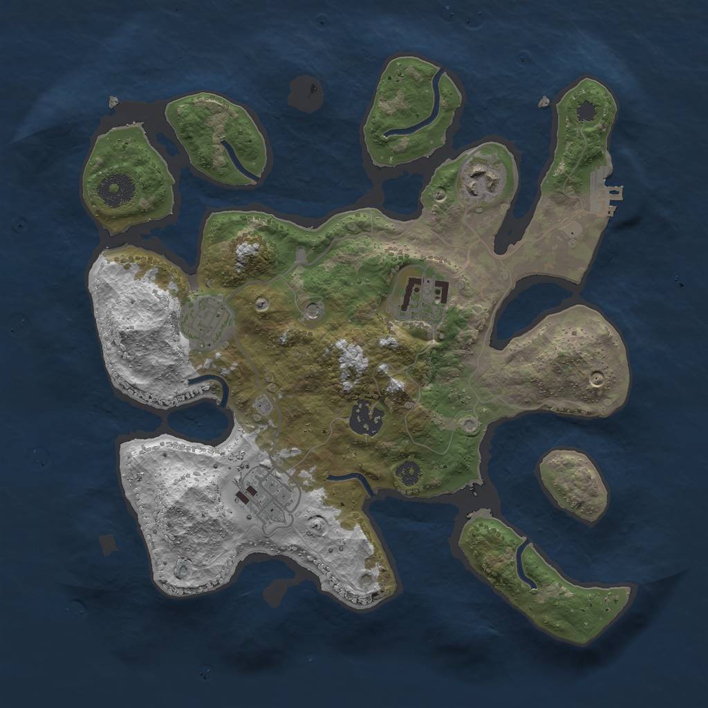 Rust Map: Procedural Map, Size: 3050, Seed: 54321, 9 Monuments