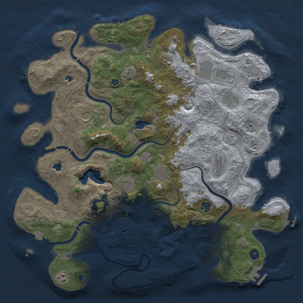 Rust Map: Procedural Map, Size: 4500, Seed: 411762226, 16 Monuments