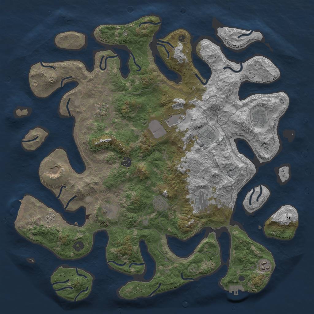 Rust Map: Procedural Map, Size: 4500, Seed: 411762226, 16 Monuments