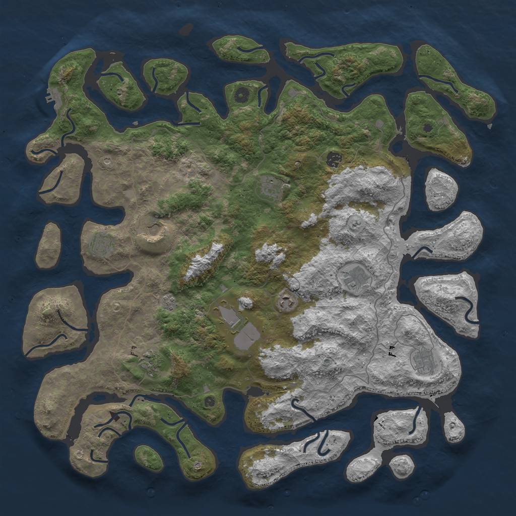 Rust Map: Procedural Map, Size: 5000, Seed: 1895291390, 14 Monuments