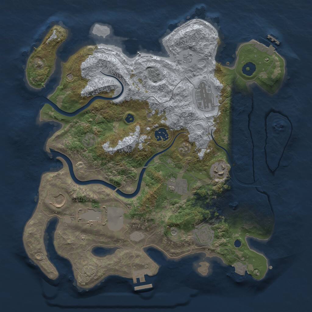 Rust Map: Procedural Map, Size: 3500, Seed: 8749, 14 Monuments