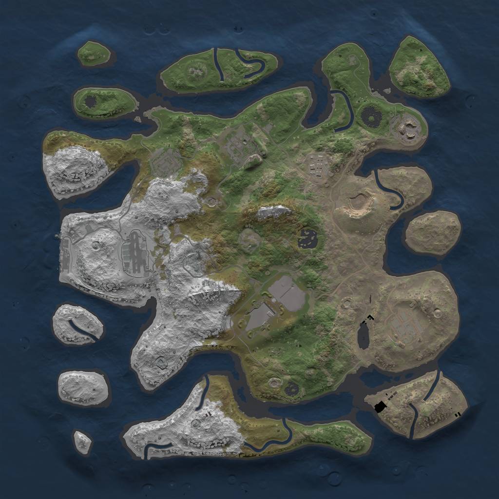 Rust Map: Procedural Map, Size: 3600, Seed: 9528552, 13 Monuments