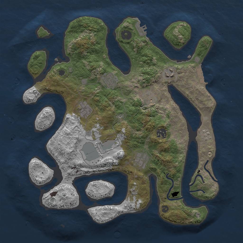 Rust Map: Procedural Map, Size: 3500, Seed: 1479705716, 13 Monuments