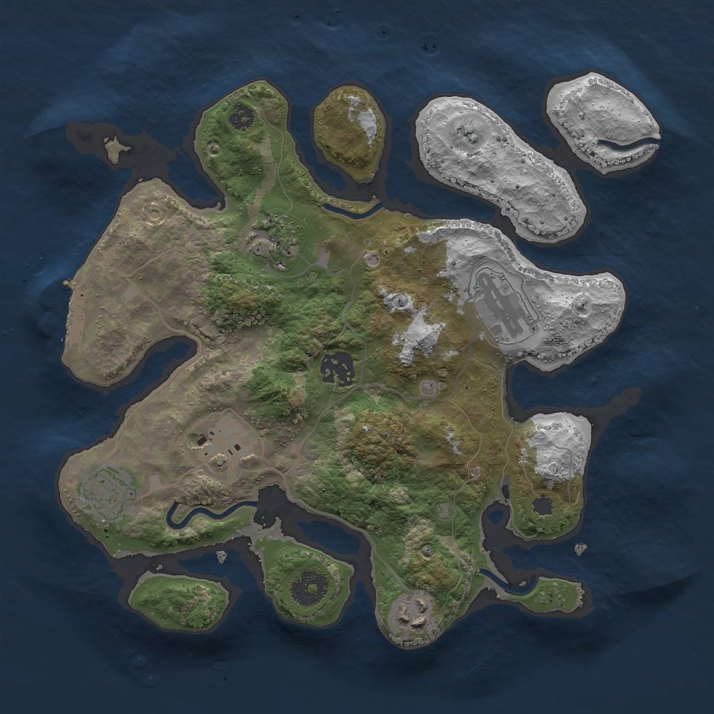 Rust Map: Procedural Map, Size: 3000, Seed: 1946604532, 9 Monuments