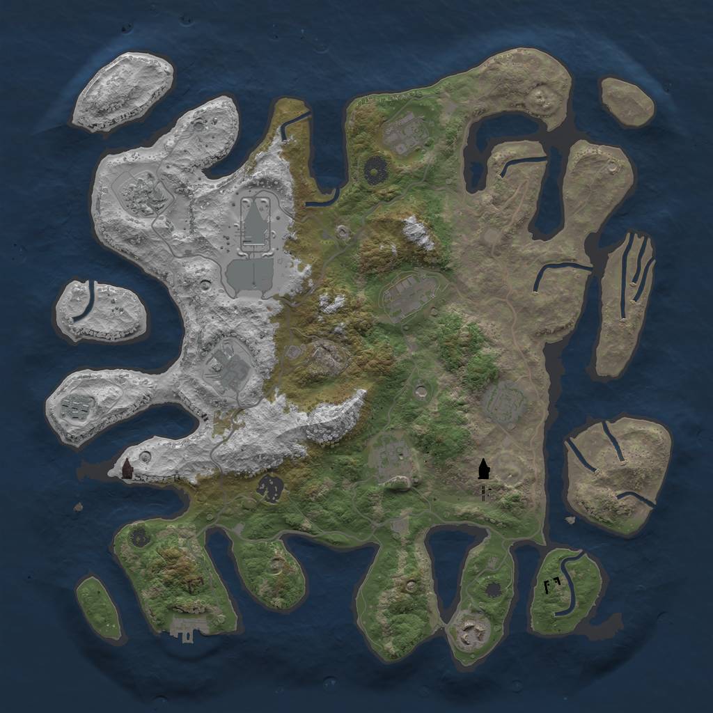 Rust Map: Procedural Map, Size: 4000, Seed: 4245, 14 Monuments