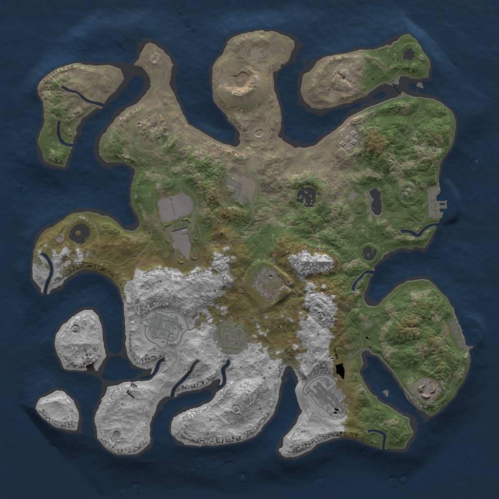 Rust Map: Procedural Map, Size: 3750, Seed: 1101230385, 16 Monuments