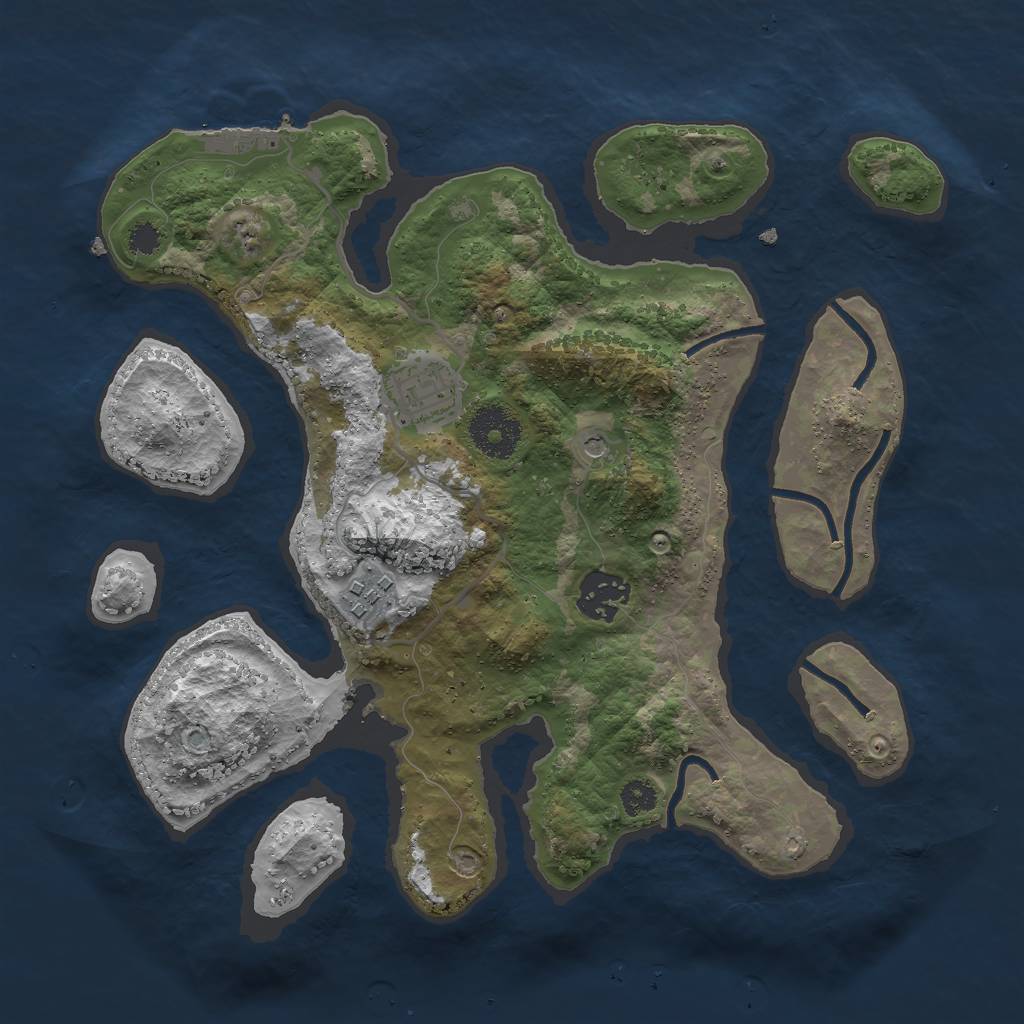 Rust Map: Procedural Map, Size: 3000, Seed: 754224, 7 Monuments