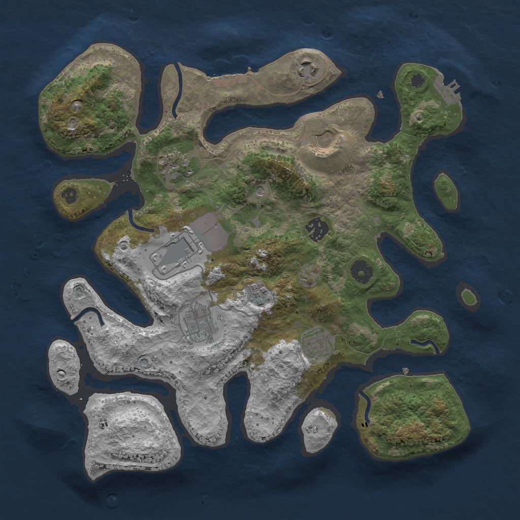 Rust Map: Procedural Map, Size: 3500, Seed: 9517, 13 Monuments