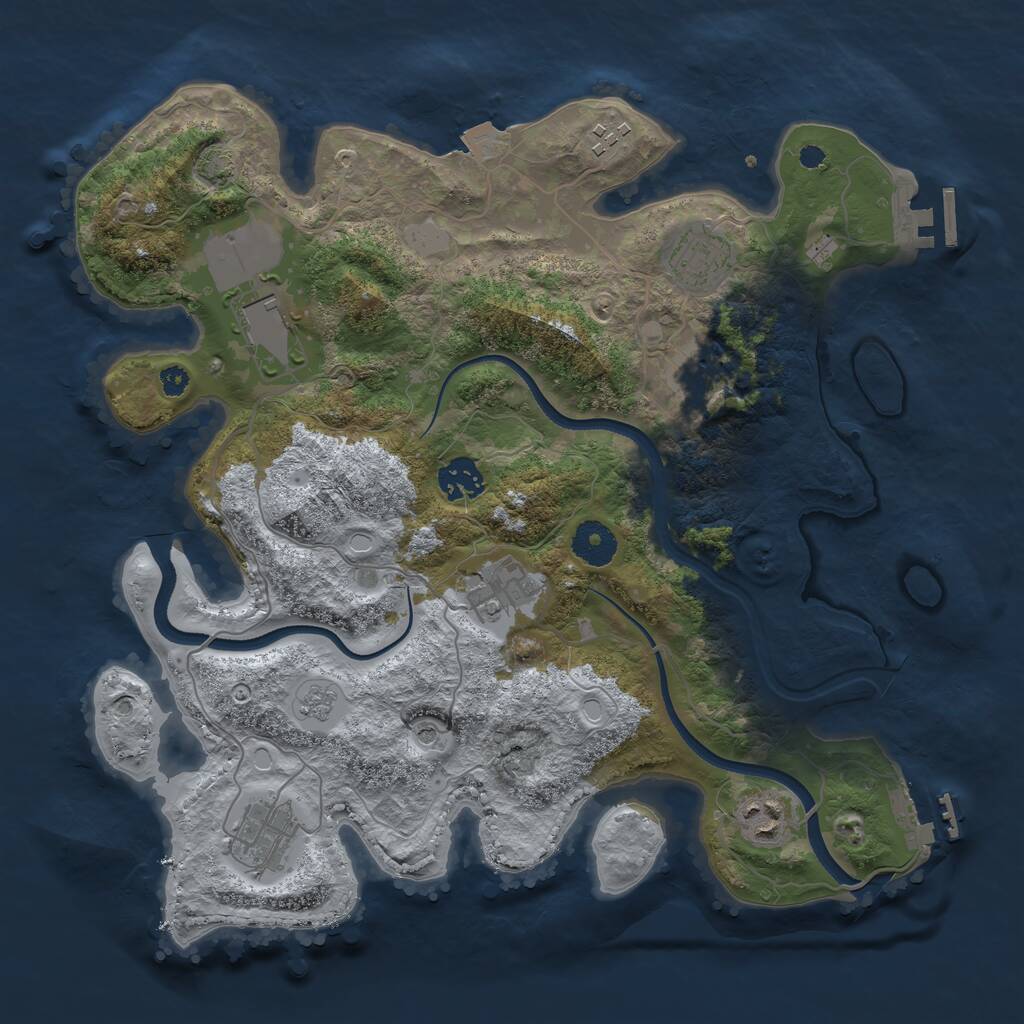 Rust Map: Procedural Map, Size: 3500, Seed: 9517, 14 Monuments